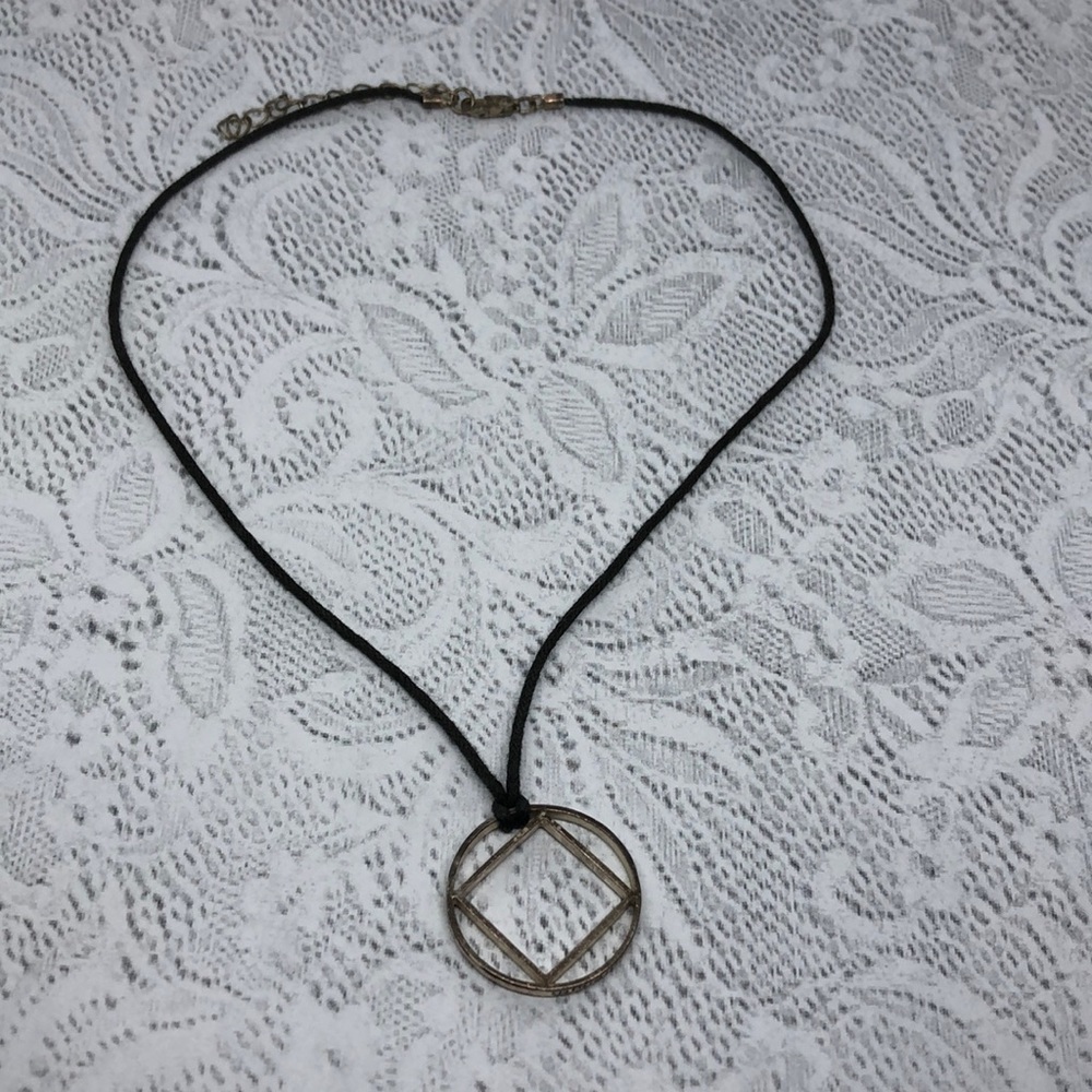 Vintage "strength" inspirational sterling silver pendant necklace